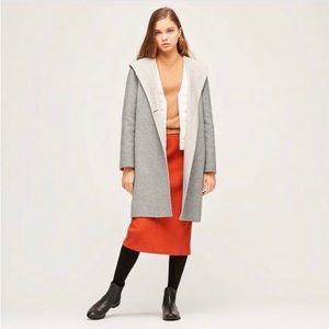 NWT Uniqlo Women Double Face Hooded Coat Grey - SZ S